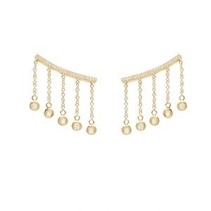 Kamaria Cleo Ear Crawler Gold Earrings with Diamond Drops